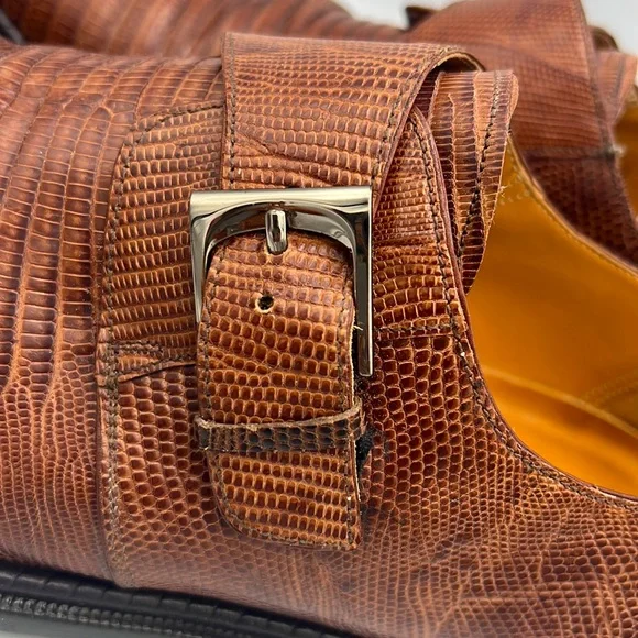 Paolo De Marco by Mezlan Genuine lizard men's shoes with monk strap 11M - Picture 5 of 15